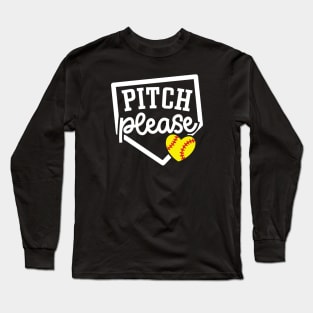 Pitch Please Softball Player Mom Cute Funny Long Sleeve T-Shirt